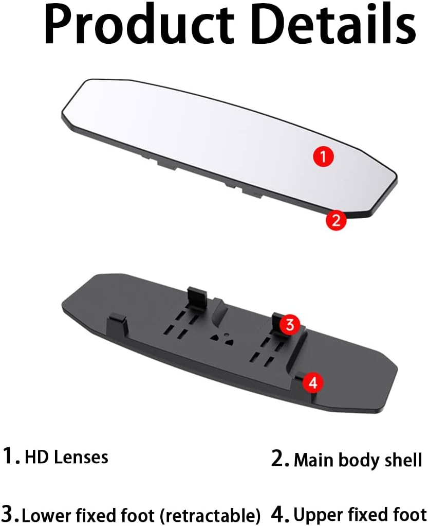 8sanlione 12 Inch Panoramic Car Rearview Mirror, Blue