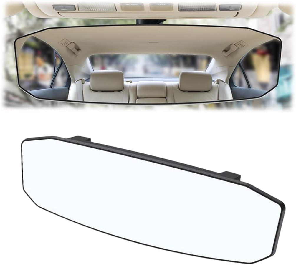 8sanlione 12 Inch Panoramic Car Rearview Mirror, Blue