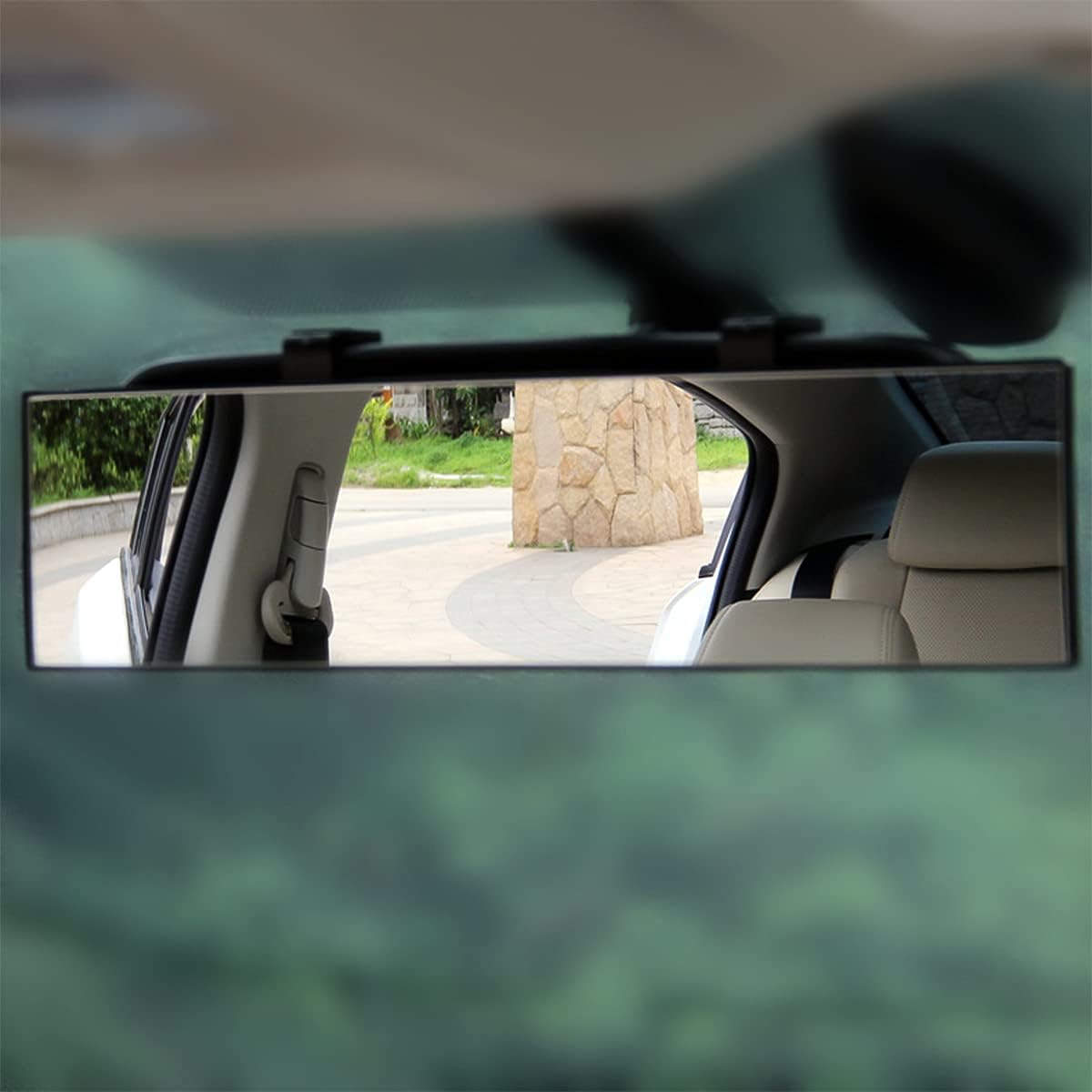 8sanlione 12 Inch Panoramic Car Rearview Mirror, Blue