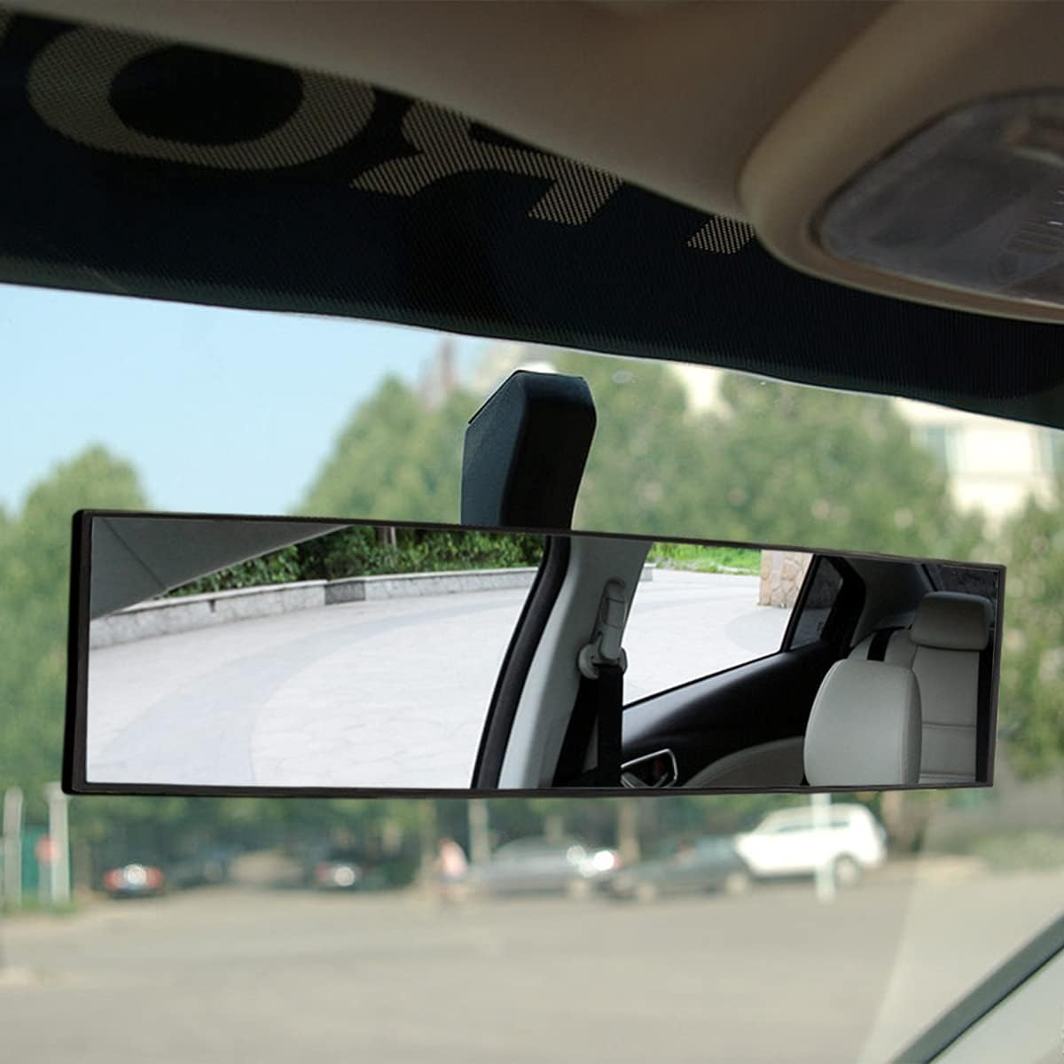 8sanlione 12 Inch Panoramic Car Rearview Mirror, Blue