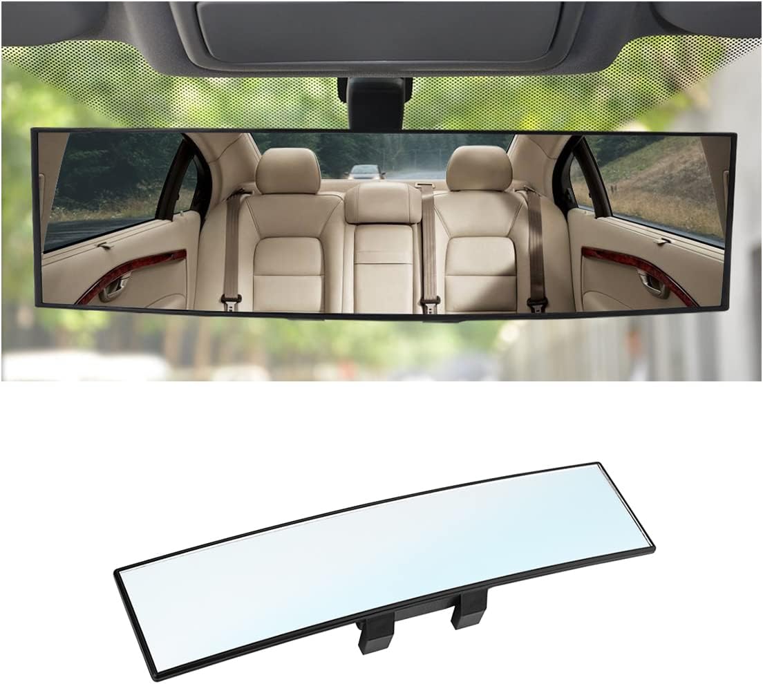 8sanlione 12 Inch Panoramic Car Rearview Mirror, Blue