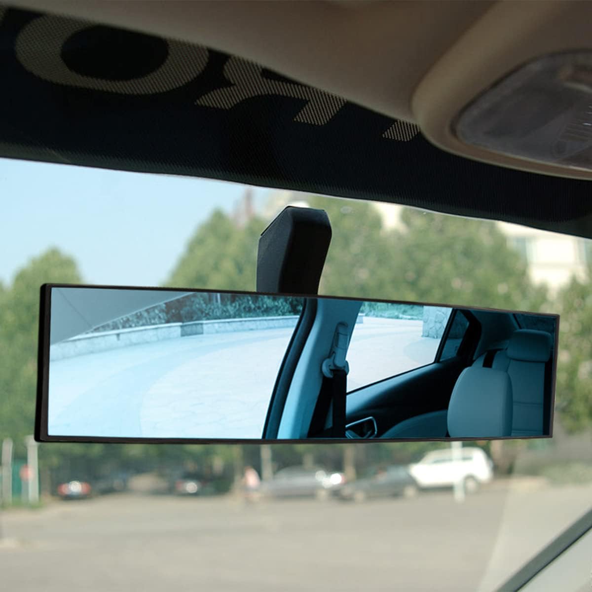 8sanlione 12 Inch Panoramic Car Rearview Mirror, Blue