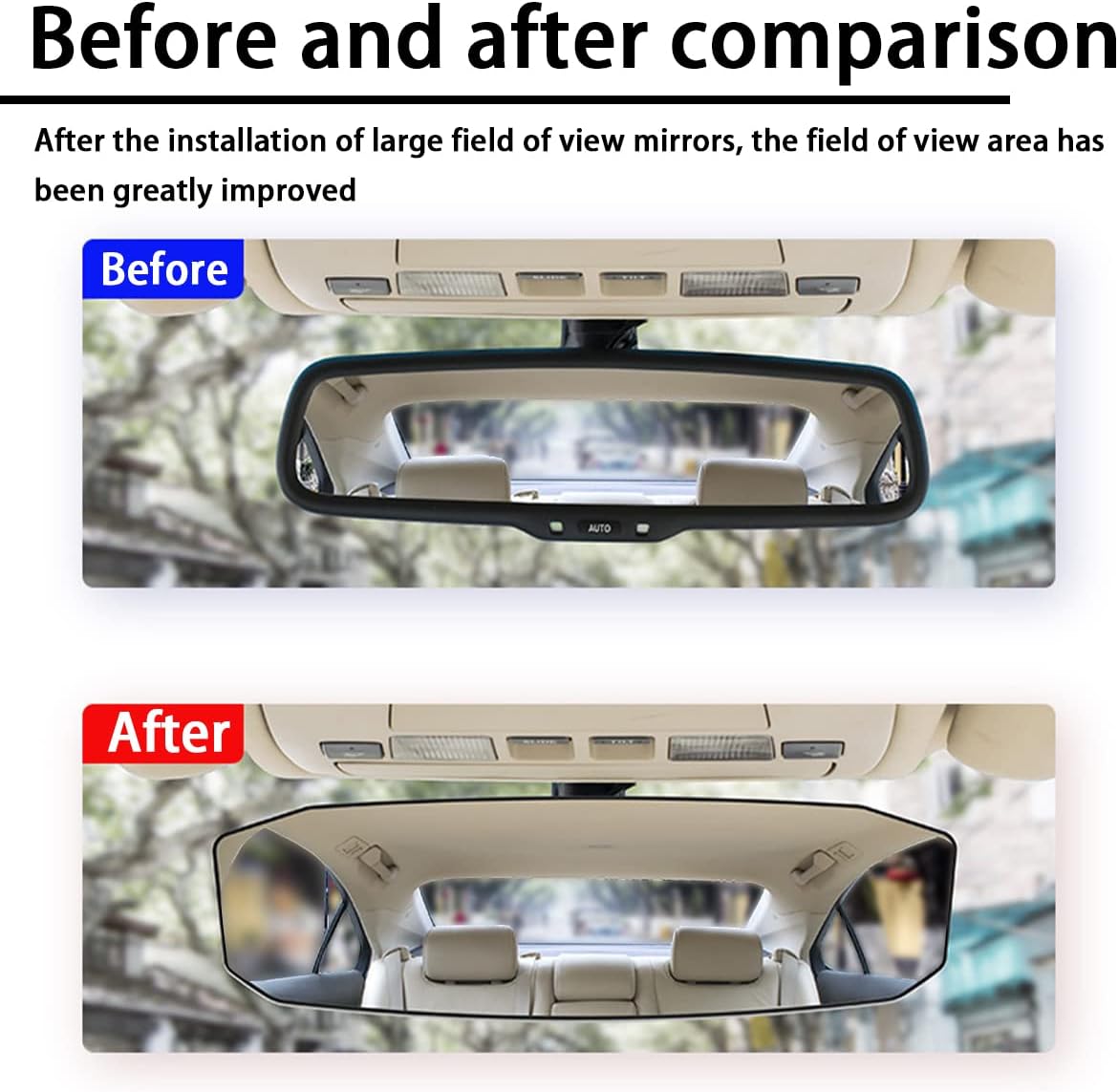 8sanlione 12 Inch Panoramic Car Rearview Mirror, Blue