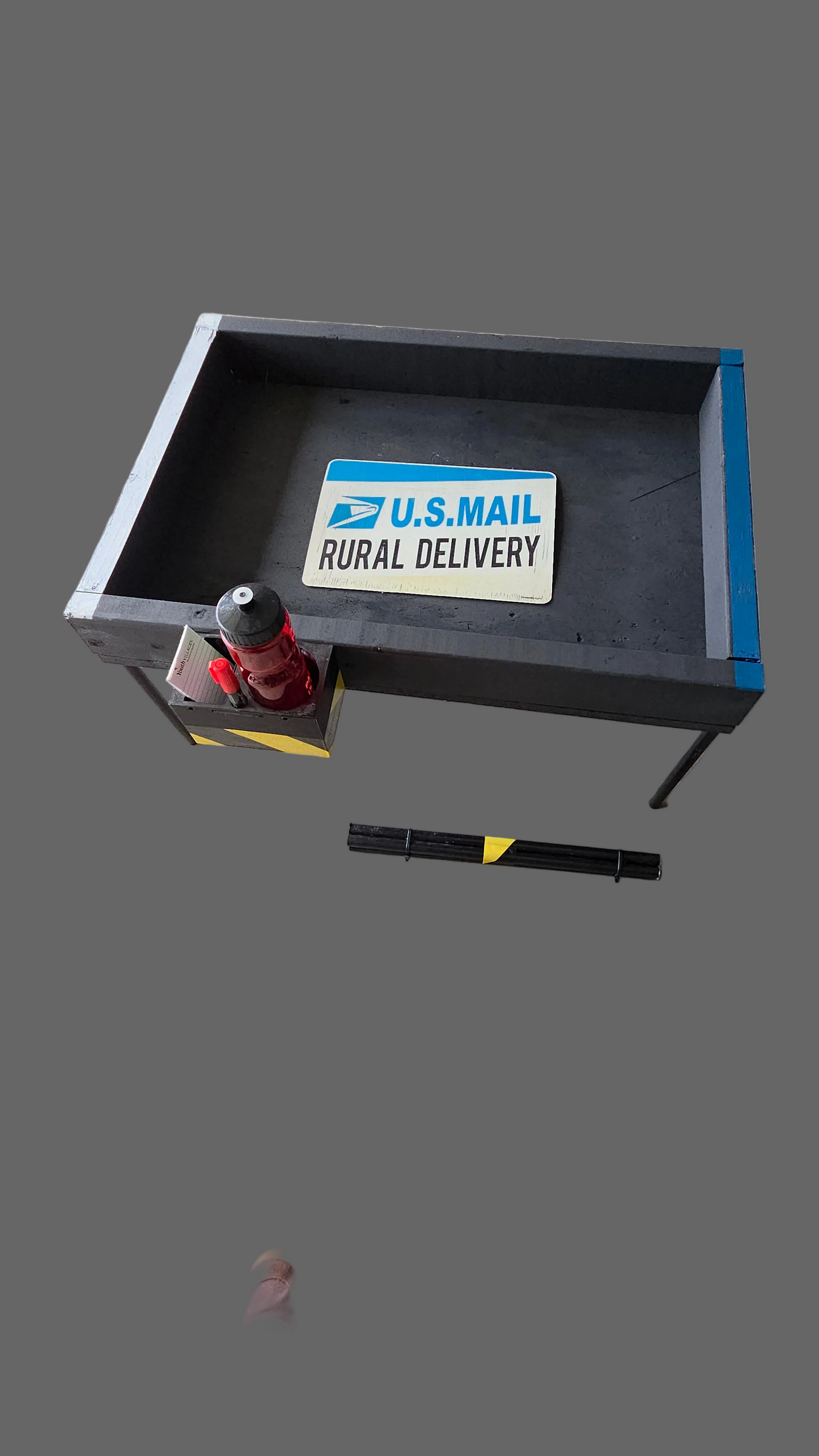 Post office vehicle mail tray sized 2' x 2.5'